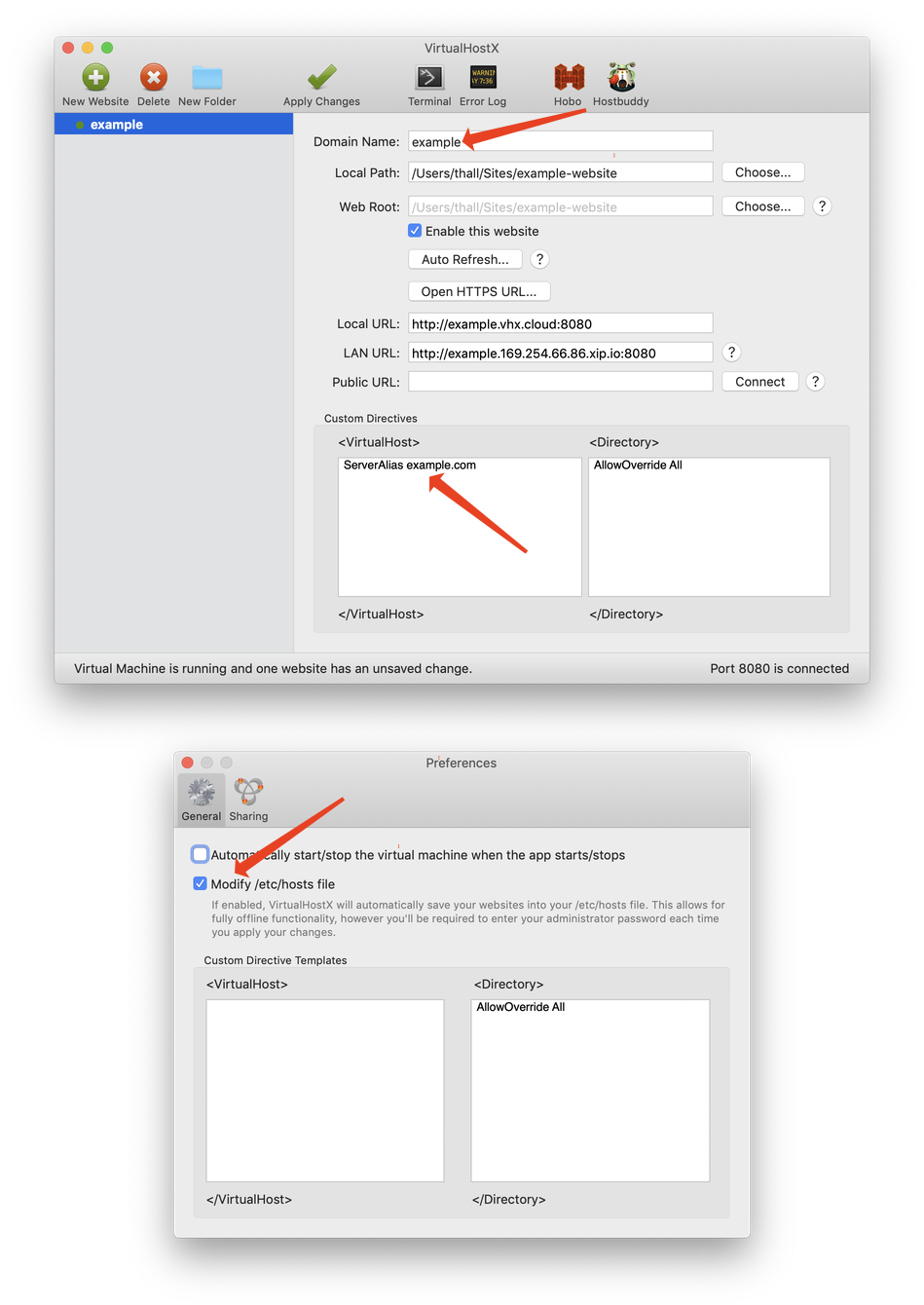 Using a ServerAlias in VirtualHostX